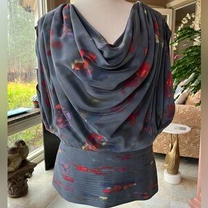 Cowl neck blouse by Catherine Melandrino, size M.